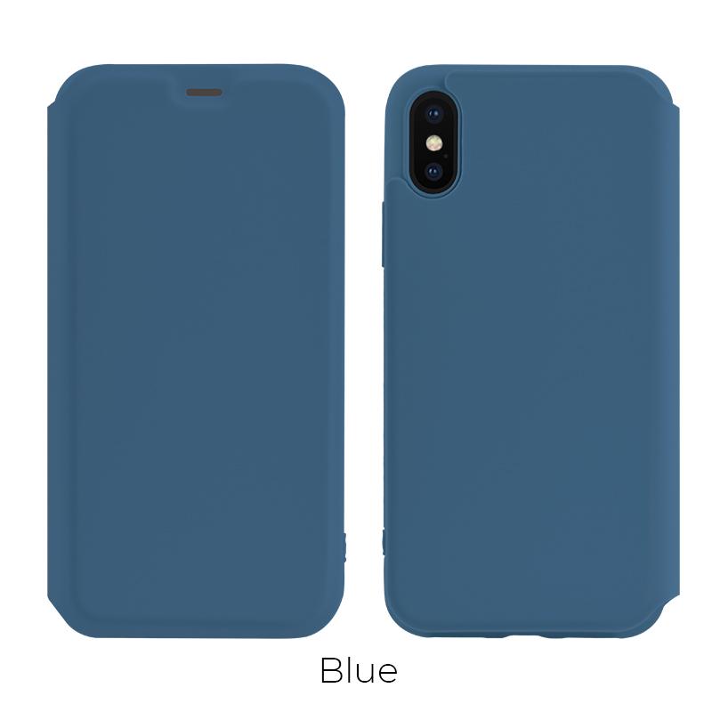 Чехол-книжка Hoco Colorful series liquid silicone case для Apple iPhone X/XS Blue Чехол-книжка Hoco Colorful series liquid silicone case для Apple iPhone X/XS Blue