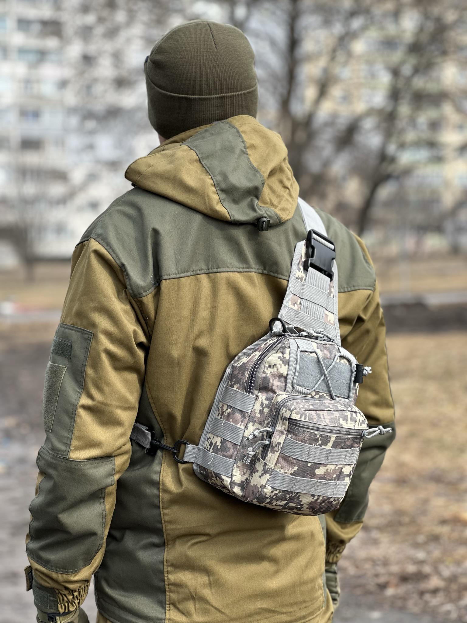 Сумка-слінг однолямкова Tactic із системою molle 7 л Pixel (095-pixel) - фото 3