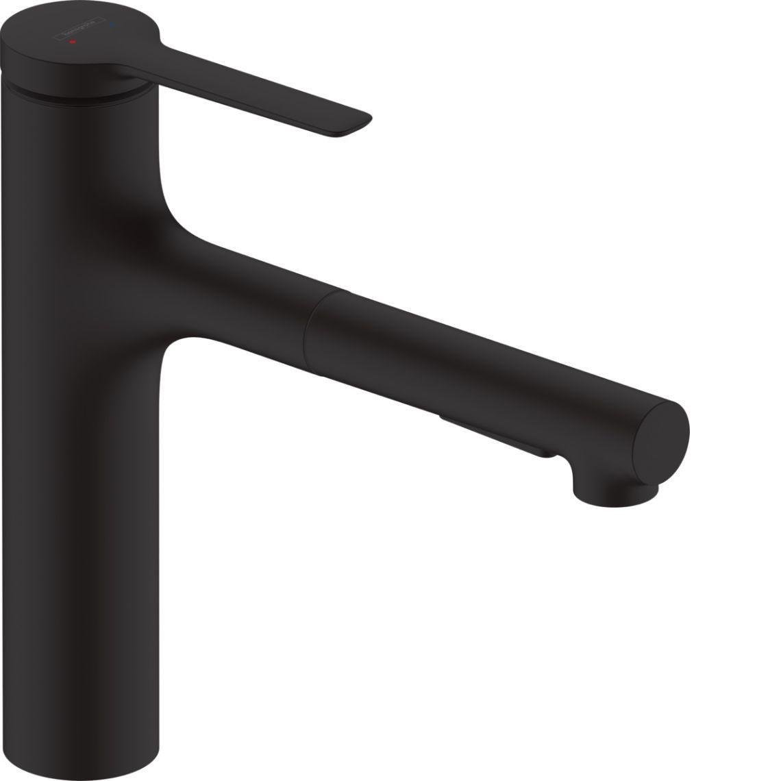 Змішувач кухонний Hansgrohe Zesis M33 160 2jet з витяжним виливом Black Matt (74801670)