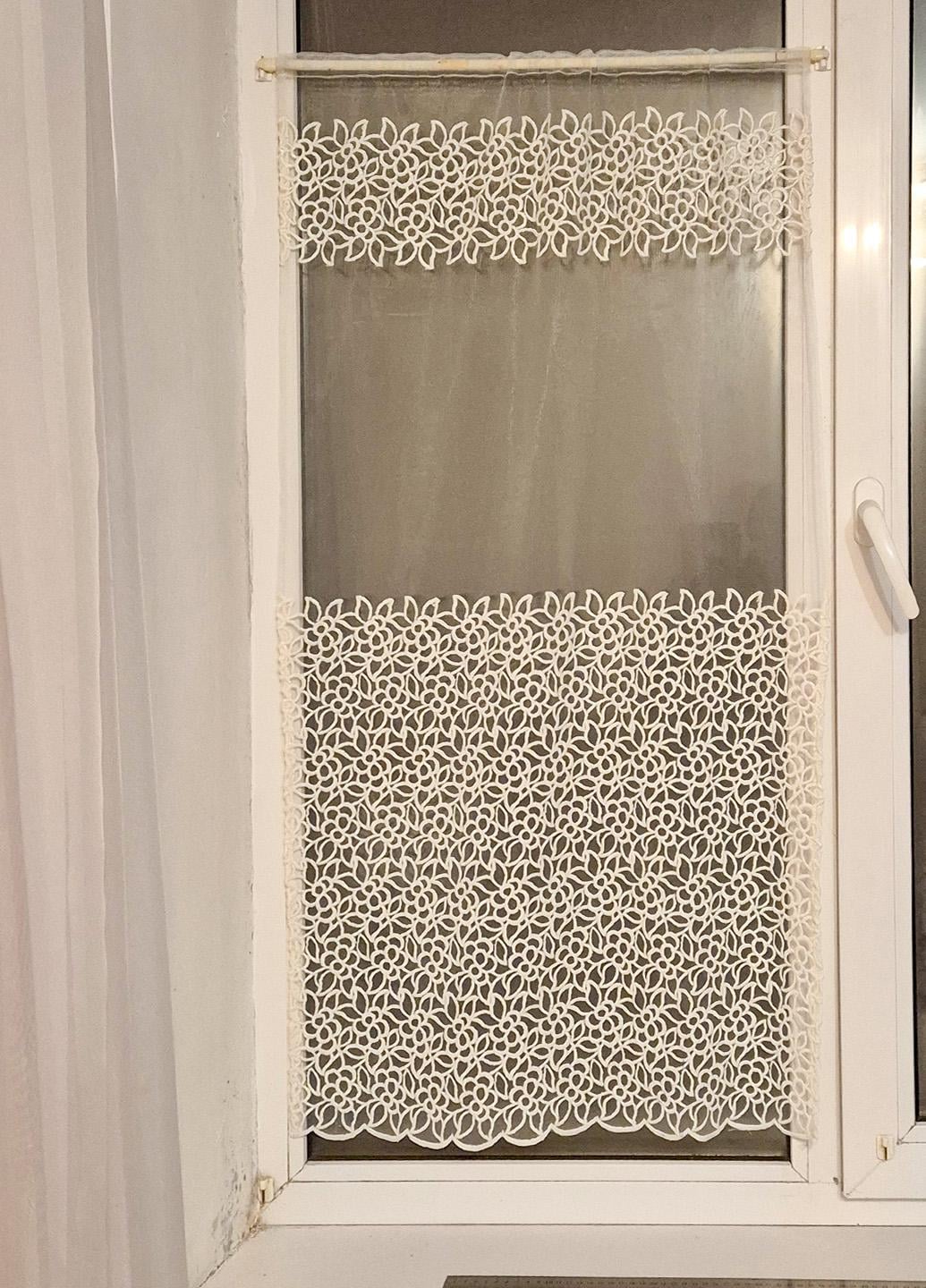 Занавеска на створке окна Firanka Mini flowers 60x110 см Молочный (10_1ф)