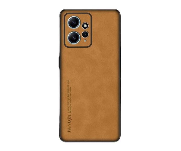Кожаный чехол - накладка Fanoya для Xiaomi Redmi Note 12 4G Коричневый