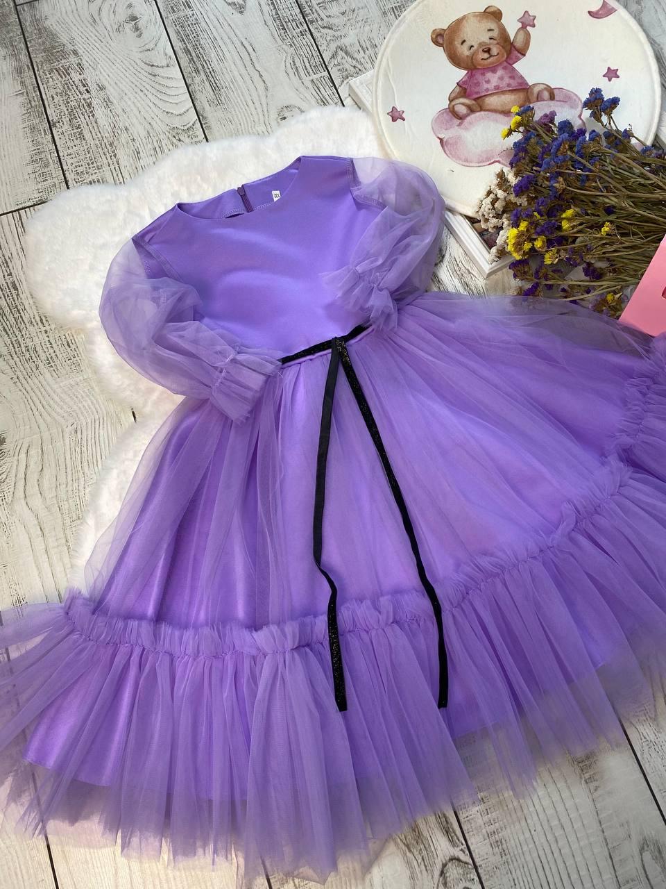 Платье праздничное для девочки 104 см Фиолетовый (2229160391) - фото 4 Платье праздничное для девочки 104 см Фиолетовый (2229160391) - фото 4