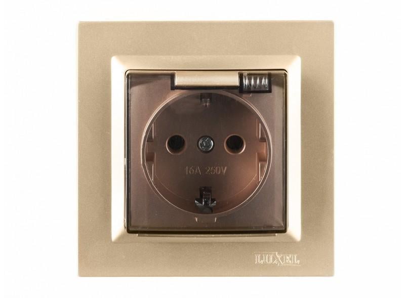 Розетка одинарная Luxel JAZZ 9611/9311 с/с и крышкой Бронзовый (29176864)