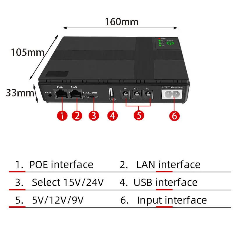 Источник бесперебойного питания для роутера Мини-UPS 10400 mAh 5/9/12 В DC1018P - фото 3