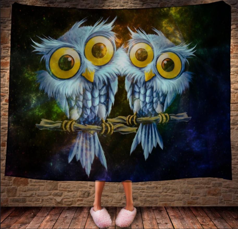 Плед с 3D принтом Совы Космический филин 150x200 см (epi_0426)