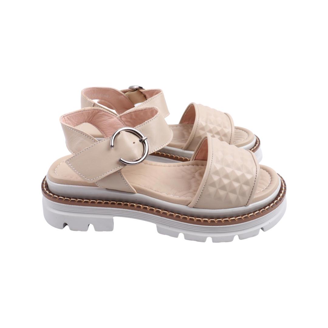 Босоножки женские Aquamarin из кожи р. 39 Бежевый (2144-22LBC)