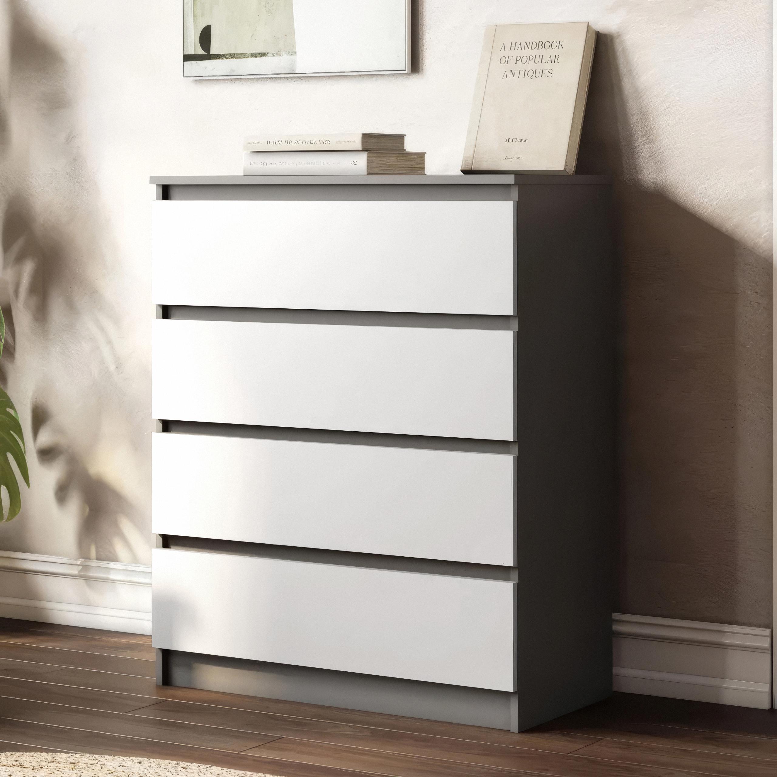 Комод на 4 ящика без ручек FT-215 800х400х1000 мм Антрацит/Белый - фото 1