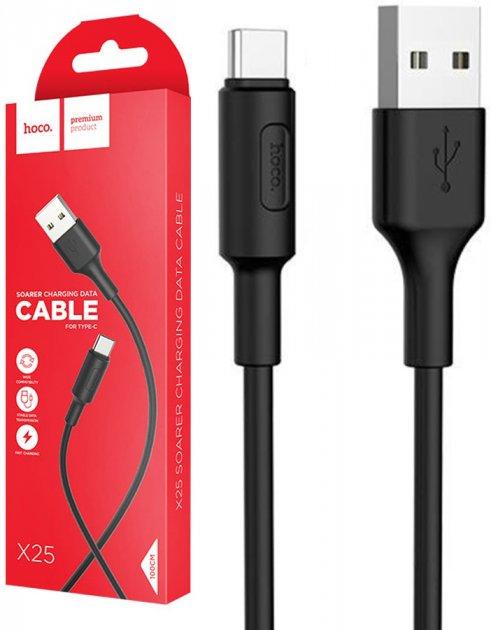 Кабель Hoco X25 USB-Type C 1 м 2A інтерфейсний Чорний - фото 4