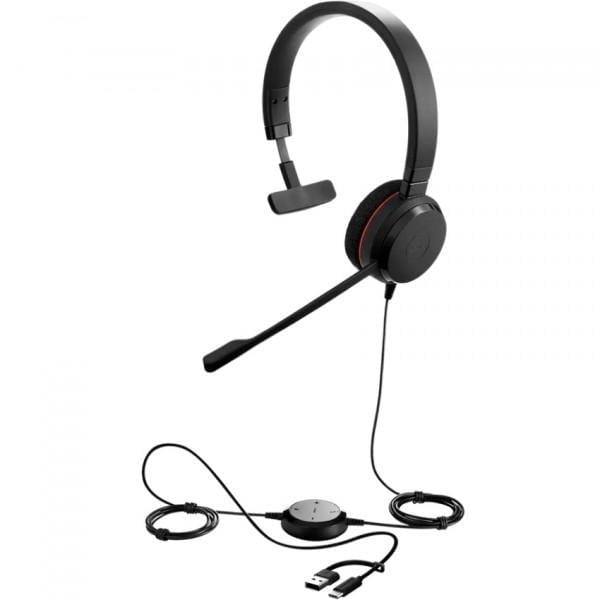 Наушники с микрофоном Jabra Evolve 20 MS Mono кабель 1,2 м USB-C/USB-A Черный (650389)