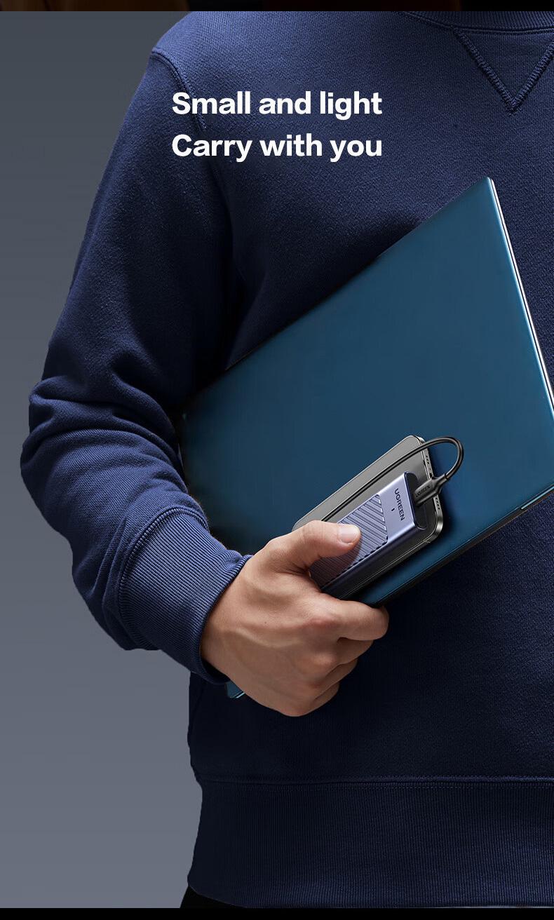 Зовнішня кишеня UGREEN для SSD M.2 Dual Protocol NVMe SATA USB 3.2 Gen 2 10Gbps алюмінієвий UASP TRIM SMART Темно-сірий (35051) - фото 9
