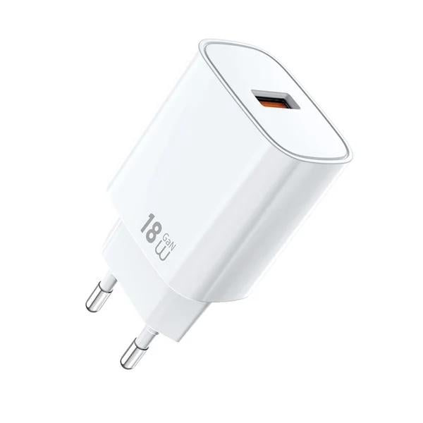 Сетевой зарядное устройство WIWU Essen GaN Wi-G006 18W USB-A QC3.0 EU White (6977703654790)