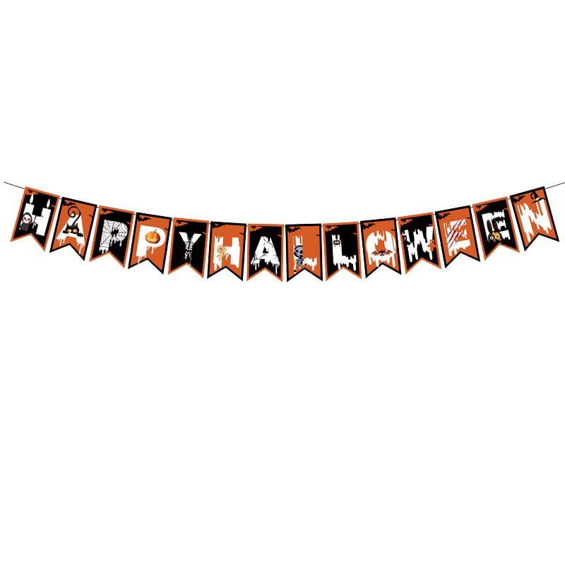 Гирлянда на Хэллоуин бумажная флажки Happy Halloween 3 м Разноцветный (340198)