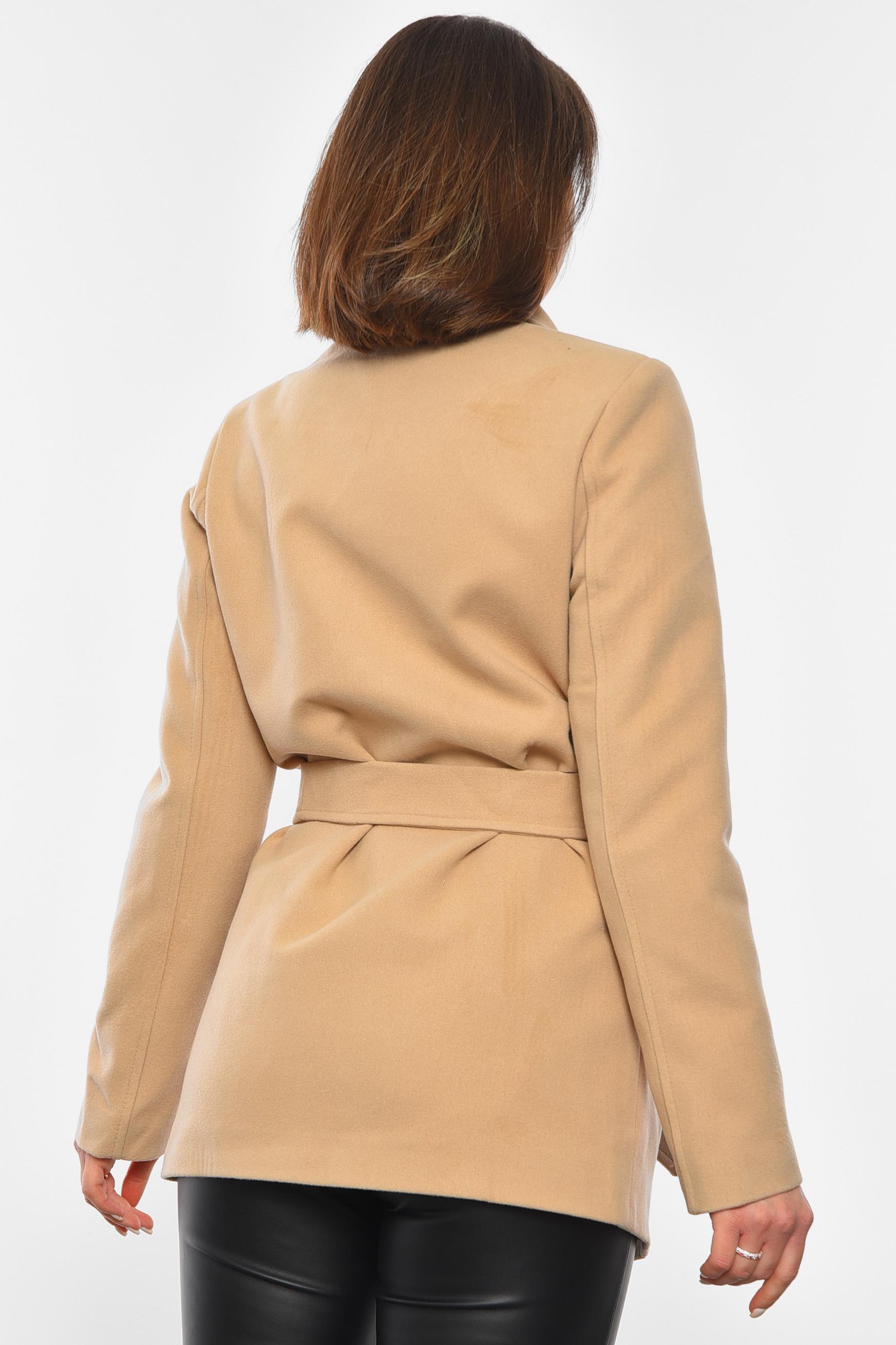 Пальто жіноче на запах L Бежевий (193363) - фото 3