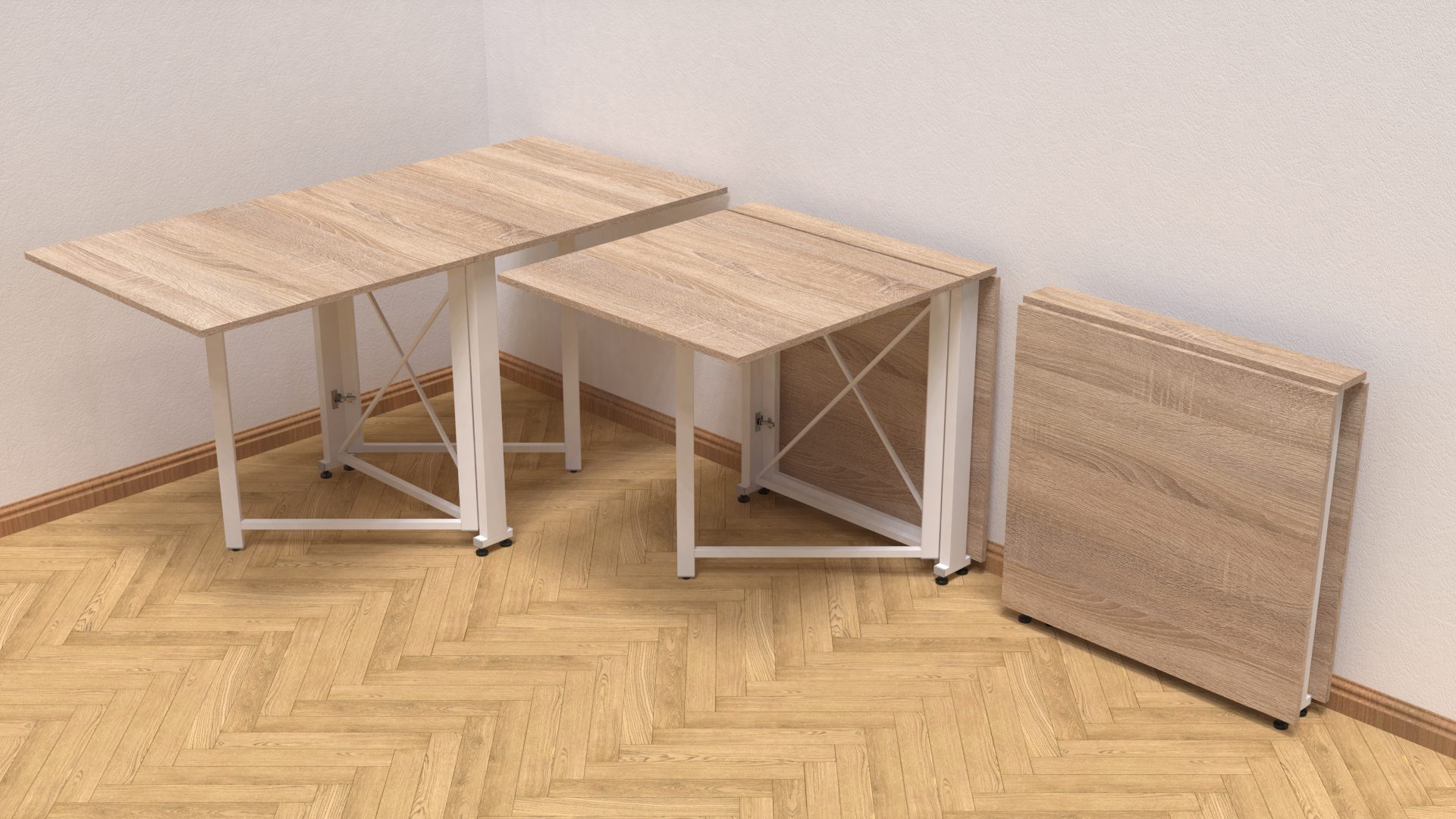 Стол-книжка трансформер Ferrum-decor Orion 2 металл/ДСП 16 мм 750x1520x730 мм Белый/Дуб Сонома (ORI211) - фото 3