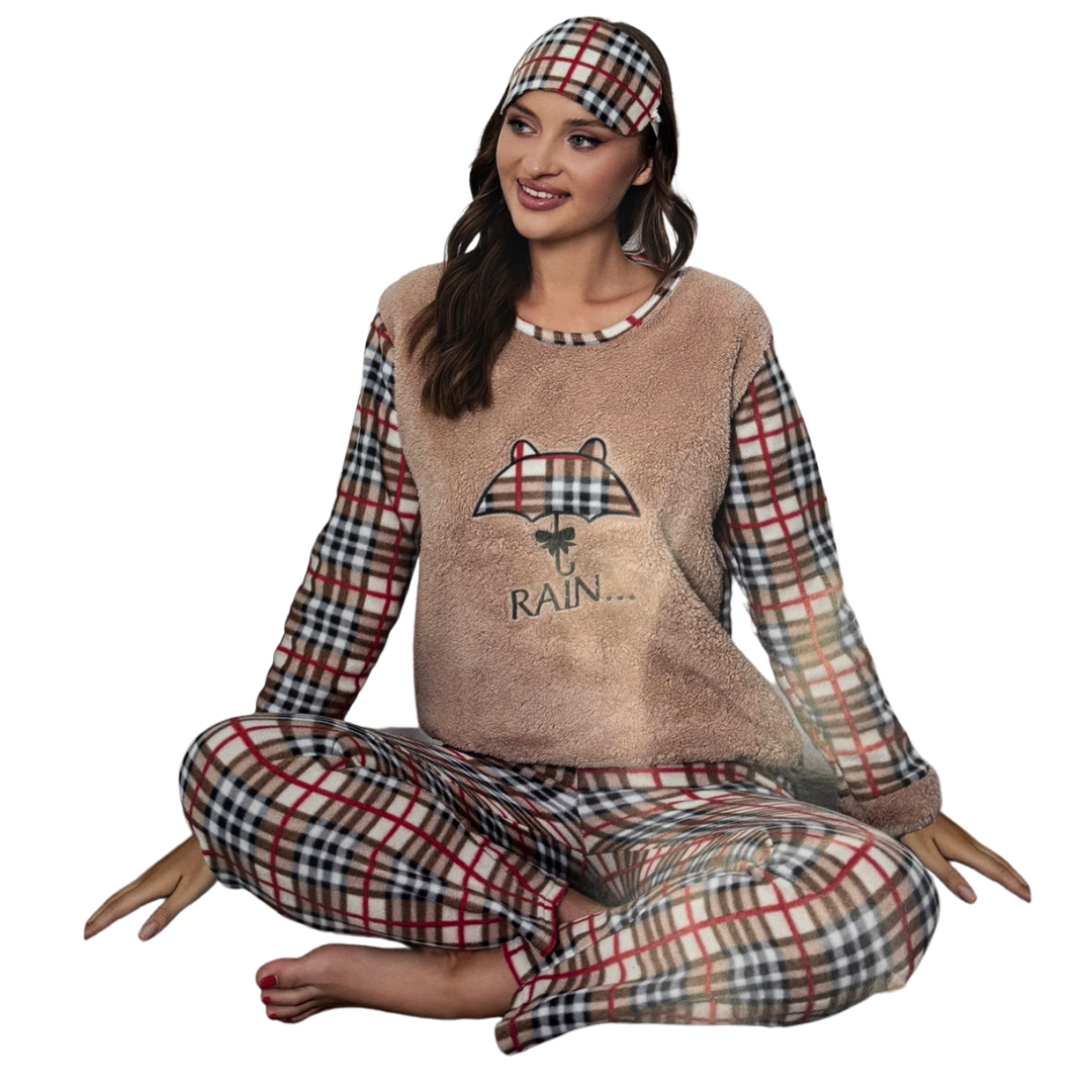 Піжама жіноча махрова на флісі XL Бежевий (sleeper-11)
