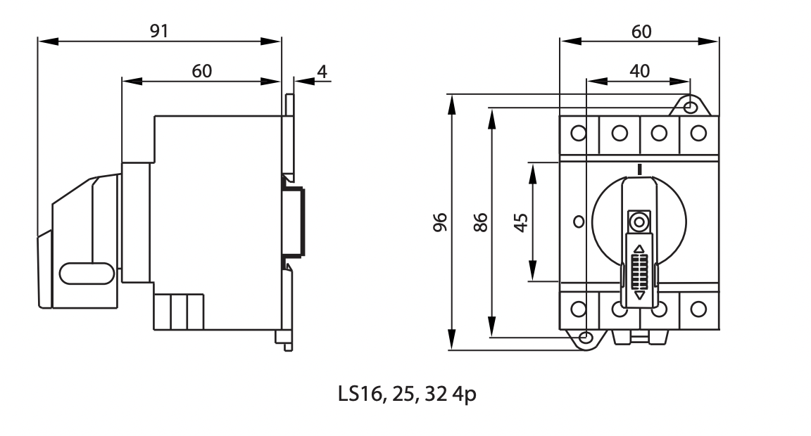 Выключатель нагрузки ETI LS 32 SMA A4 4Р 32A DC 1000V для солнечных панелей PV систем (4660065) - фото 2