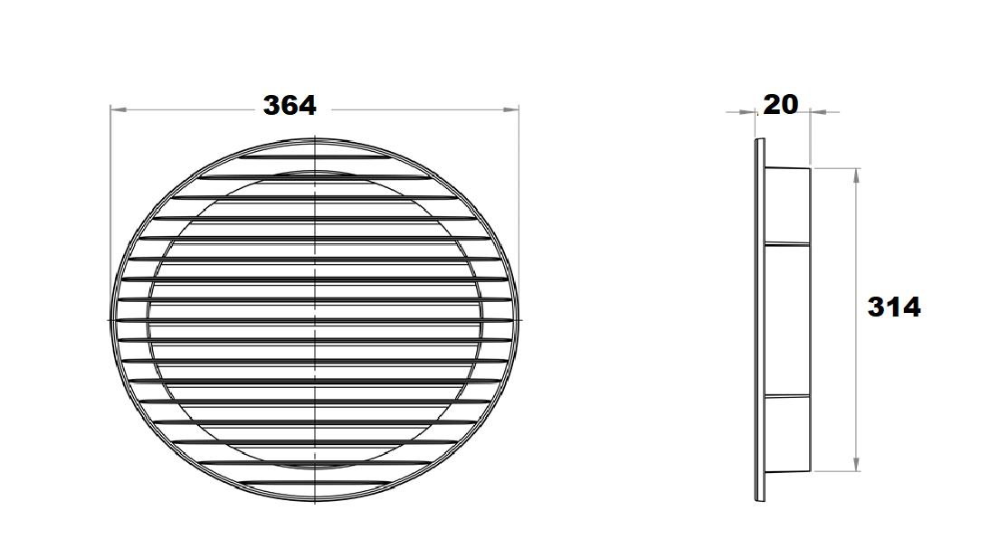 Решетка вентиляционная наружная ELC-315 с сеткой круглая/алюминиевая d 315 мм Серый - фото 7
