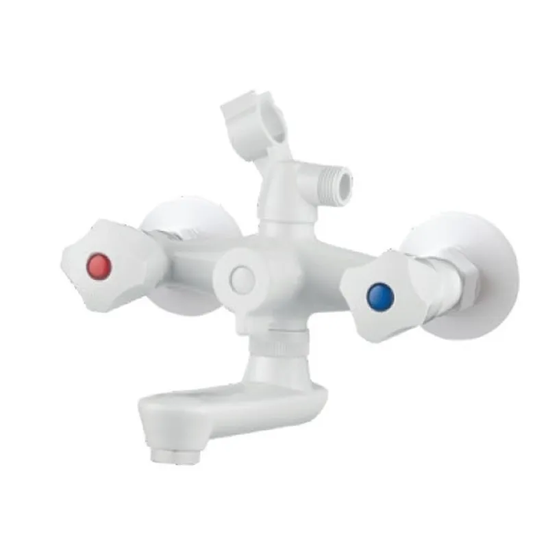 Смеситель для ванны Plamix Omega-142 Euro set White с шлангом лейкой и кронштейном (MX9699)