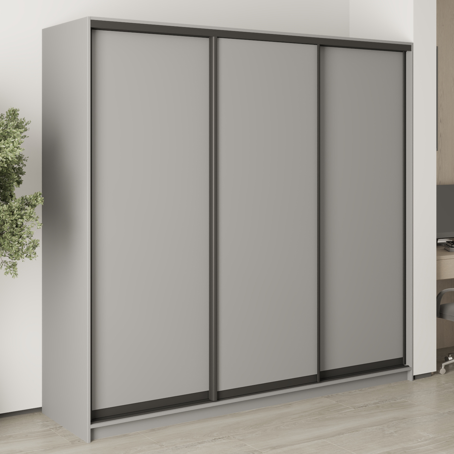 Шкаф-купе трехдверный Mebel Star Комбо BG MBS-9022 220х60х210 см Серая мышка (1009011)