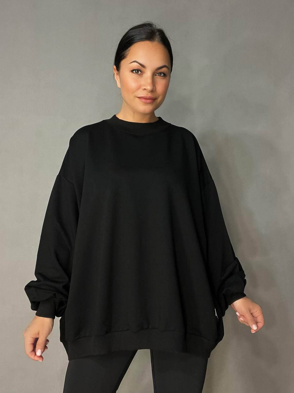 Світшот жіночий MY CITY 3044 широкий дуже вільного крою OS Чорний (1711) - фото 6 Світшот жіночий MY CITY 3044 широкий дуже вільного крою OS Чорний (1711) - фото 6