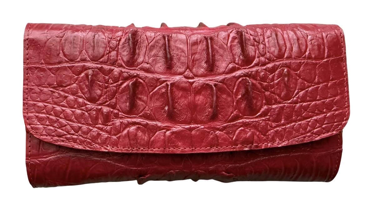 Гаманець жіночий великий із натуральної шкіри крокодила Ekzotic leather Червоний (cw126_1)