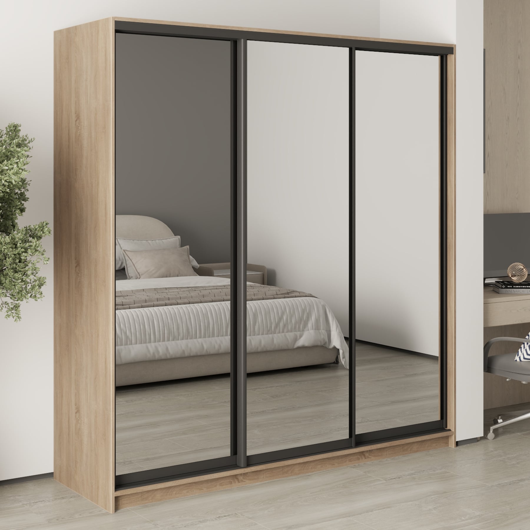 Шафа-купе тридверна Mebel Star Стандарт BG MBS-8462  200х45х210 см Дуб сонома  (1007873)
