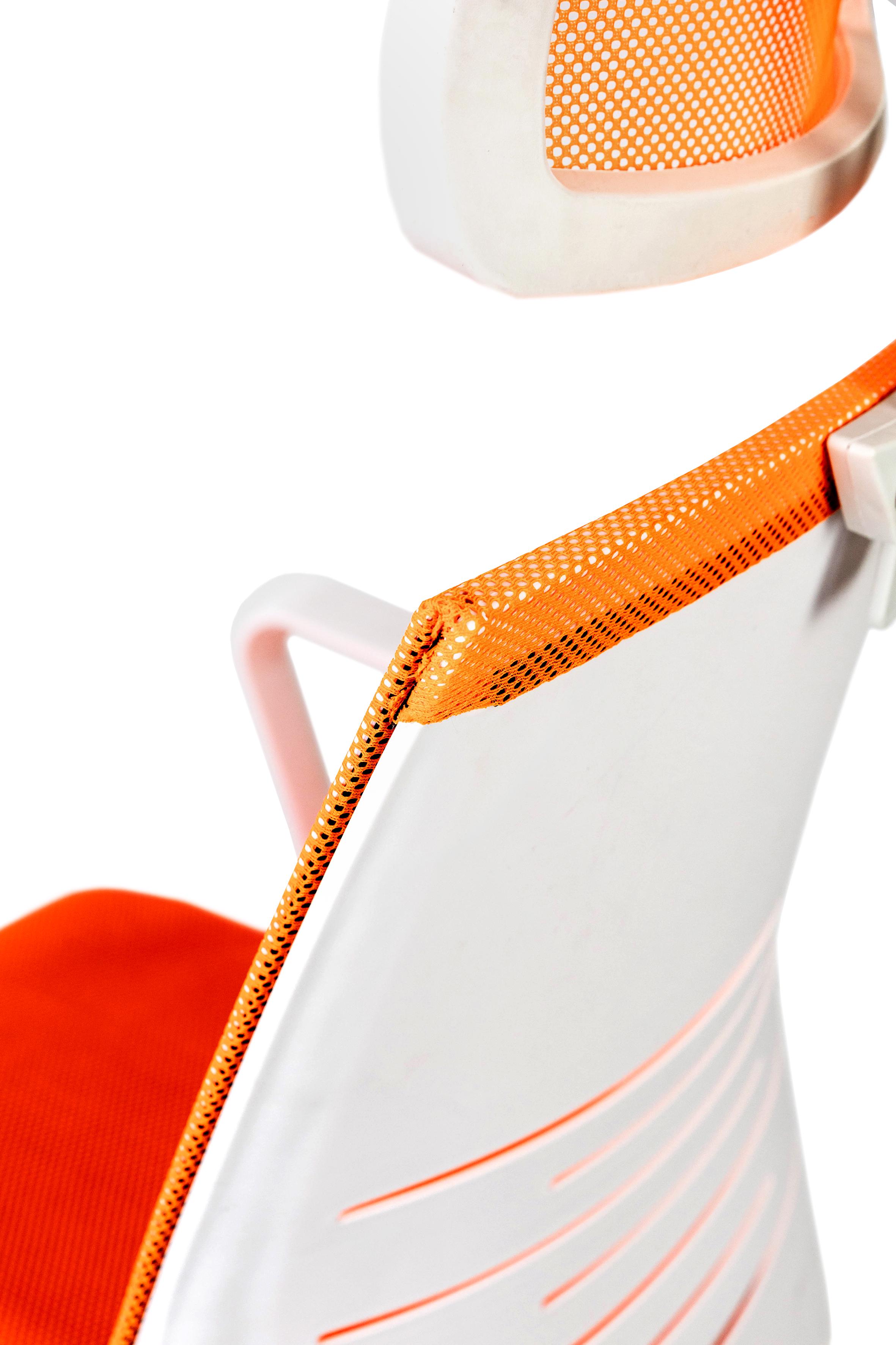 Крісло комп'ютерне Мікс Меблі Зум механізм газліфт тканина сітка Білий/Orange (А0055659) - фото 4