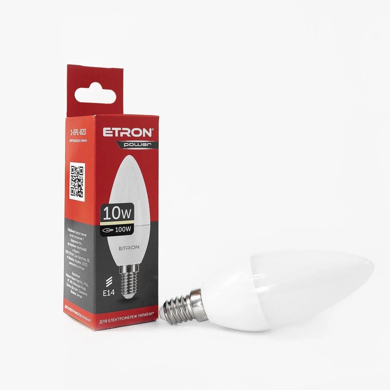Лампа LED ETRON Power Light 1-EPL-823 C37 10W 3000K 220V E14