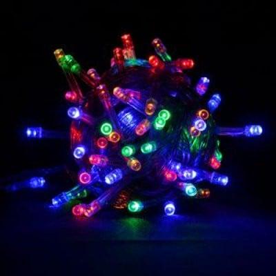 Электрогирлянда внутренняя разноцветная встроенный светодиод (LED) 300 ламп 22 м с контроллером зеленый провод
