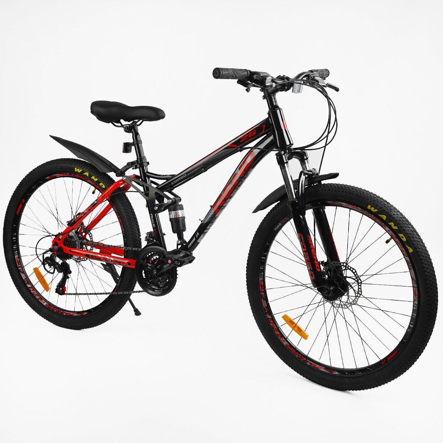 Велосипед горный двухподвесной Corso Rend 26"/15" Черно-красный (799510613) - фото 2 Велосипед горный двухподвесной Corso Rend 26"/15" Черно-красный (799510613) - фото 2