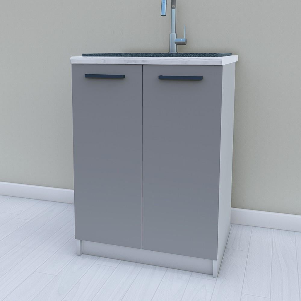Тумба нижняя для кухни Opendoors МП23 под мойку без столешницы 600 мм Антрацитовый/Светло-серый (МП23/8)