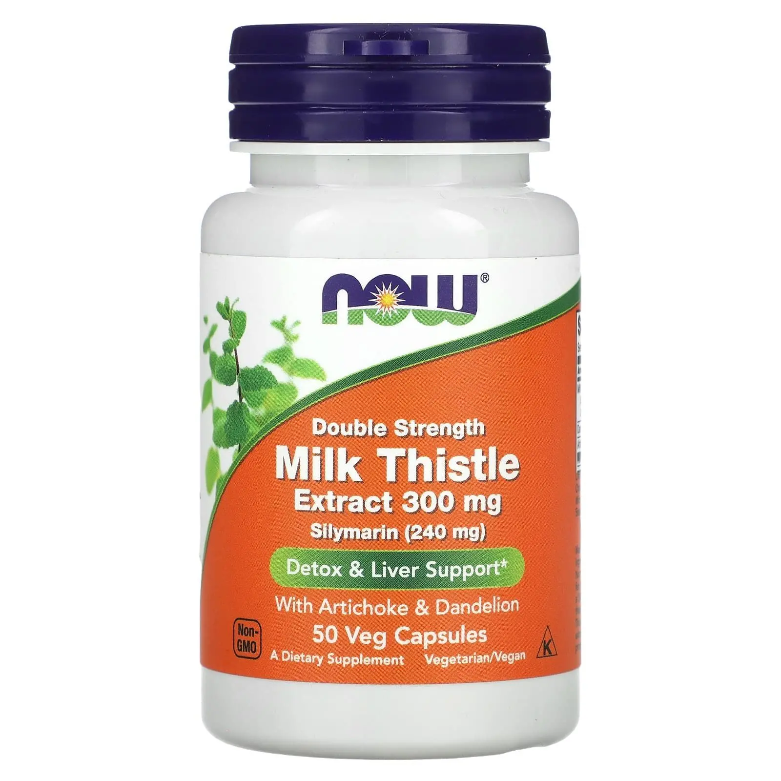 Добавка Расторопша силимарин Now Milk Thistle Extract 300 мг Silymarin 240 мг 50 вегетарианских капсул