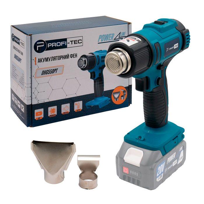 Фен акумуляторний PROFI-TEC 20V DHG550PT POWERLine без акумуляторів та зарядного пристрою (005933)