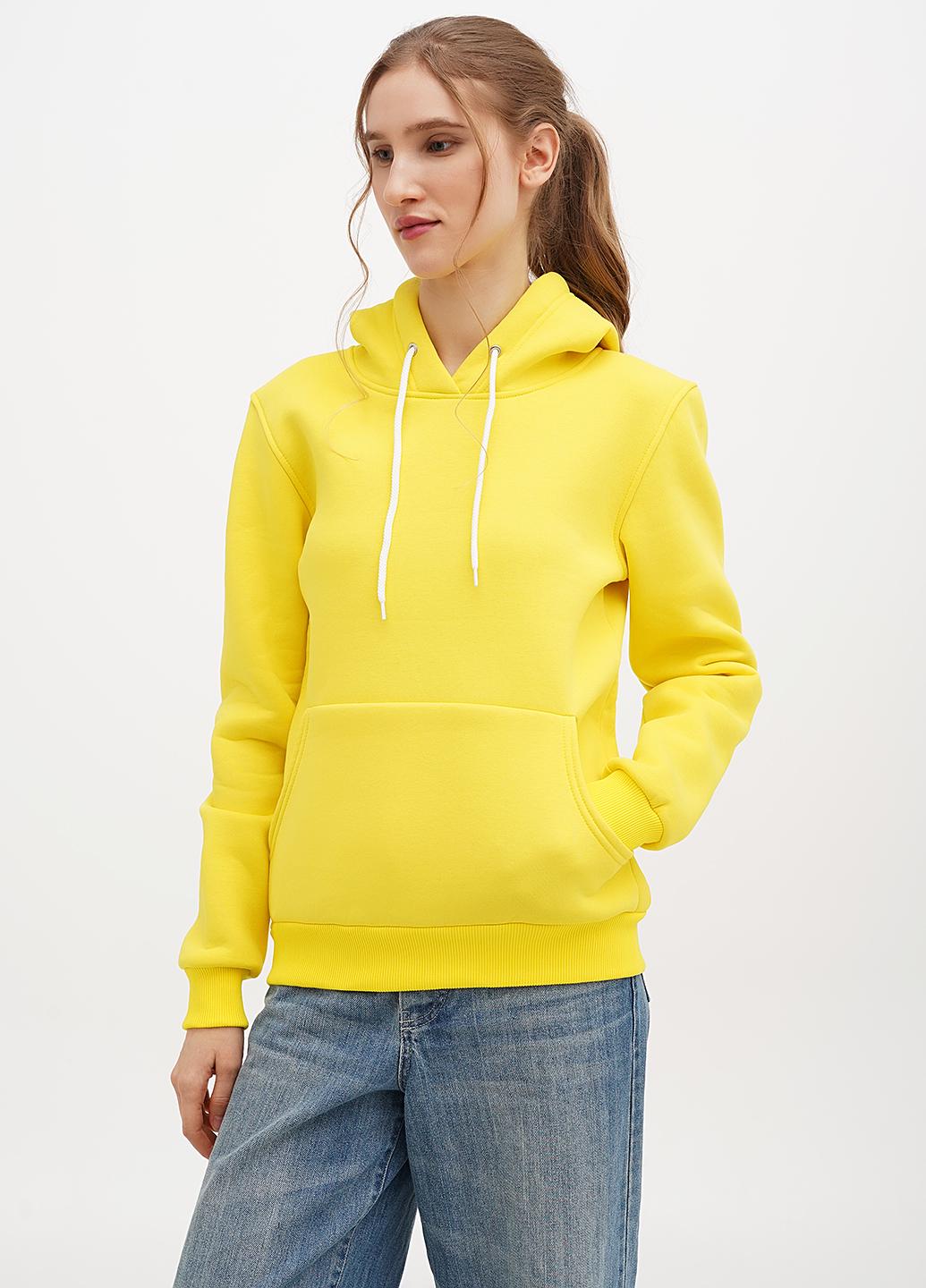 Худи женское на флисе Hibrand жовтий S (Wm183)