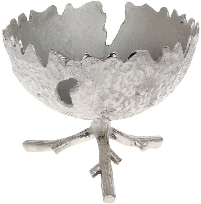 Блюдо на ножке декоративное Kale металл 28х23 см Серебристый (32326440)