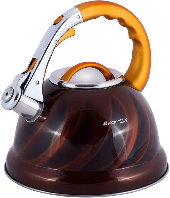 Чайник Kamille Marshmallow из нержавеющей стали со свистком 3 л Золотой (KM-0690N-GL)