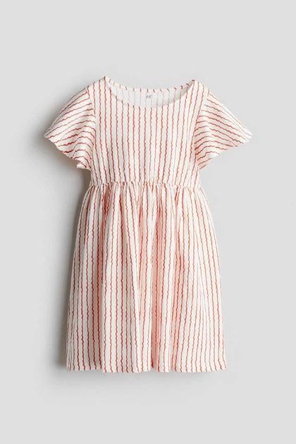 Платье H&M 1283241 Полоски 122-128 см Белый/Красный