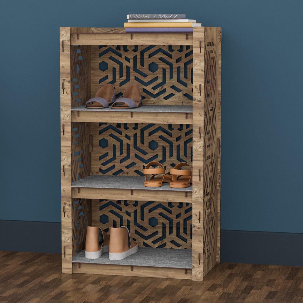 Полка для обуви деревянная Hexagonica Chevron на 4 полки 900х528х345 мм (111163) - фото 3