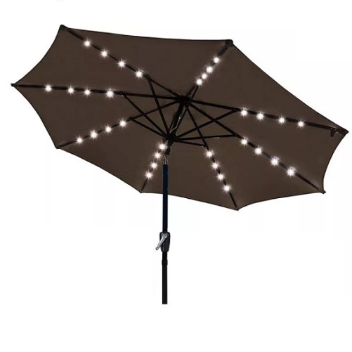 Зонт Кафе с led-подсветкой антиветер Stenson MH-3836 2.7м 6 спиц черный