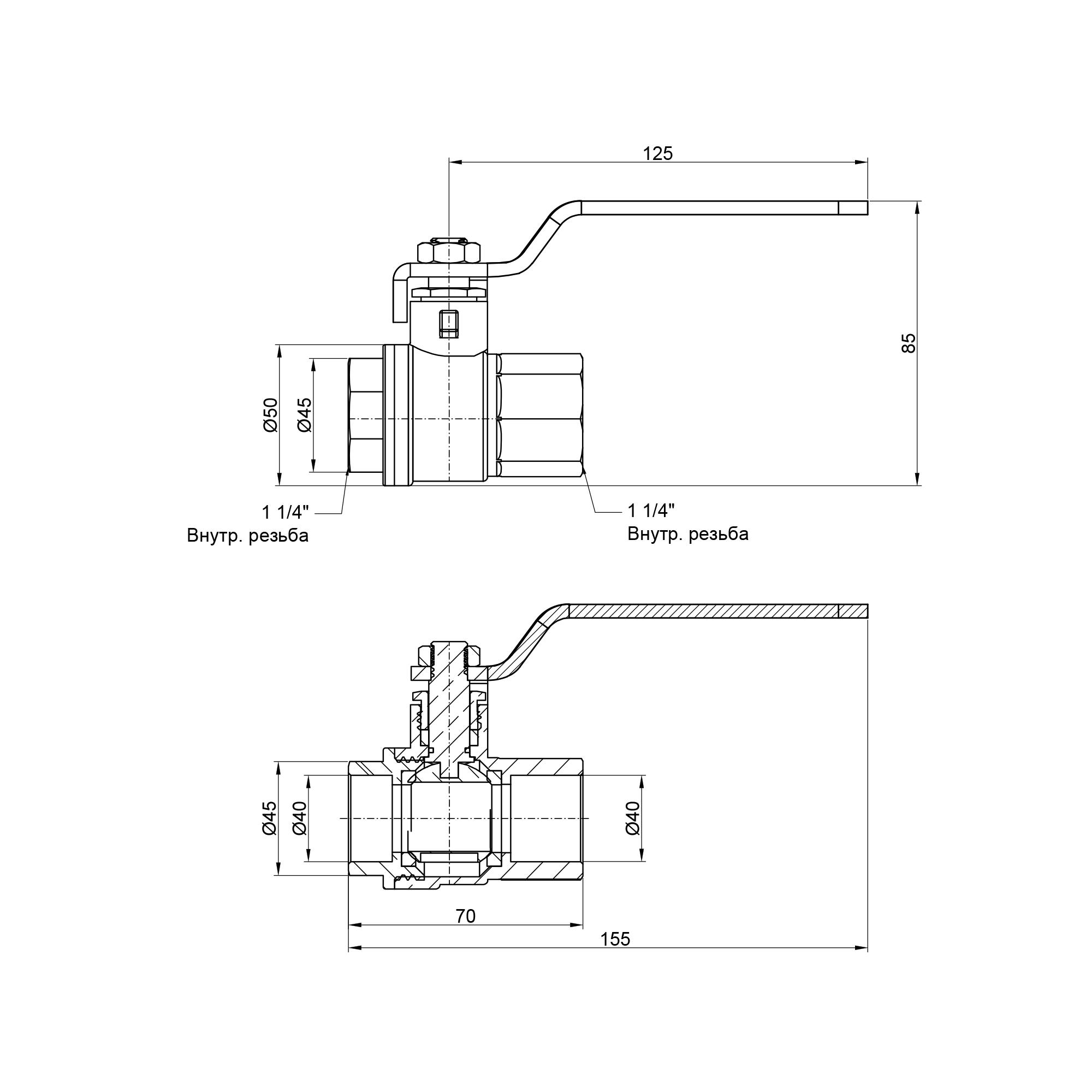 Кран шаровой SD Plus 1" 1/4 ВР для воды SD600W32 (15153) - фото 3