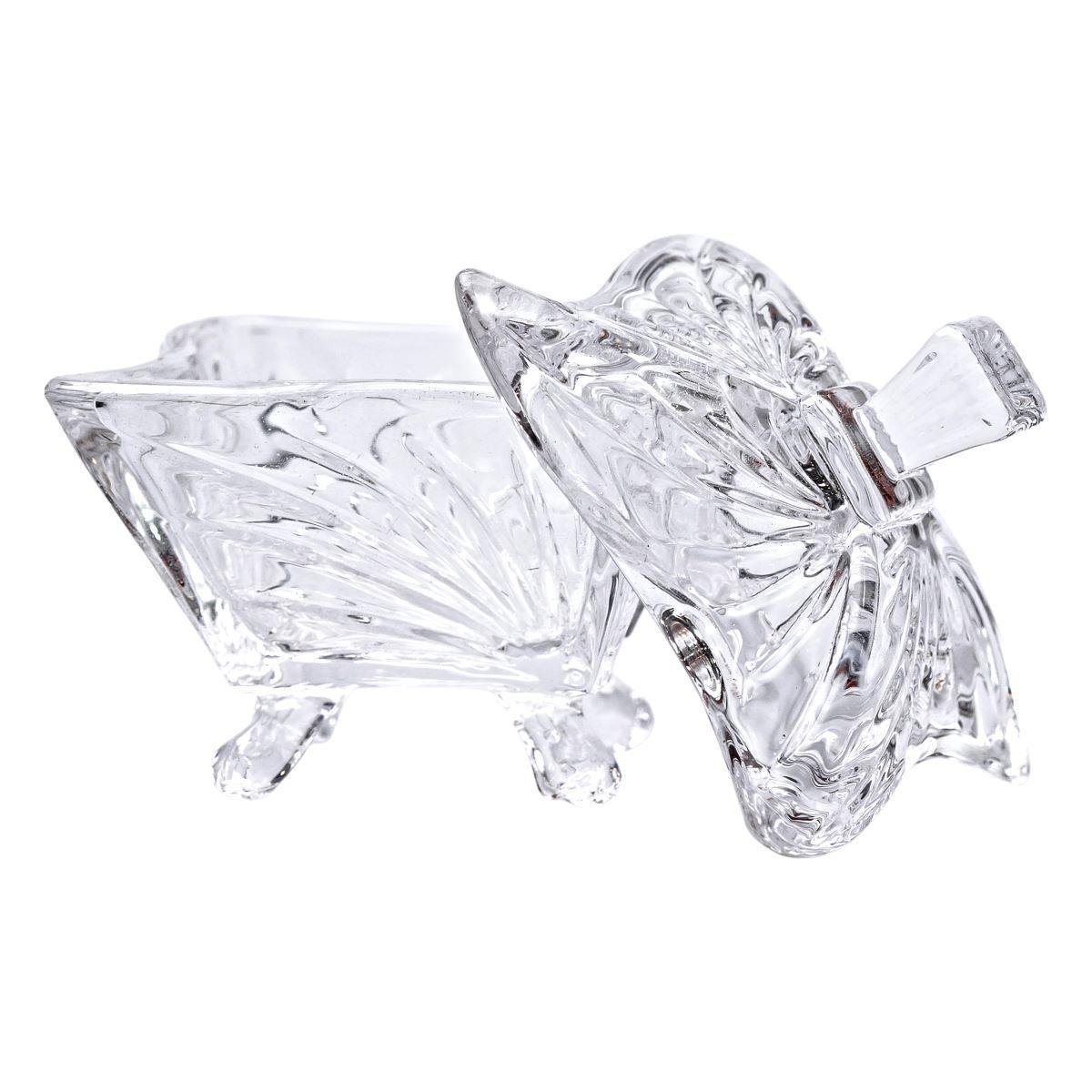 Конфетница с крышкой стеклянная 7,5х7,5х9 см - фото 4