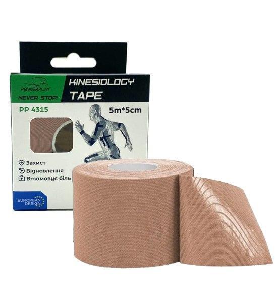 Тейп кинезиологический PowerPlay 4315 5 cм х5 м Бежевый (A-011827)