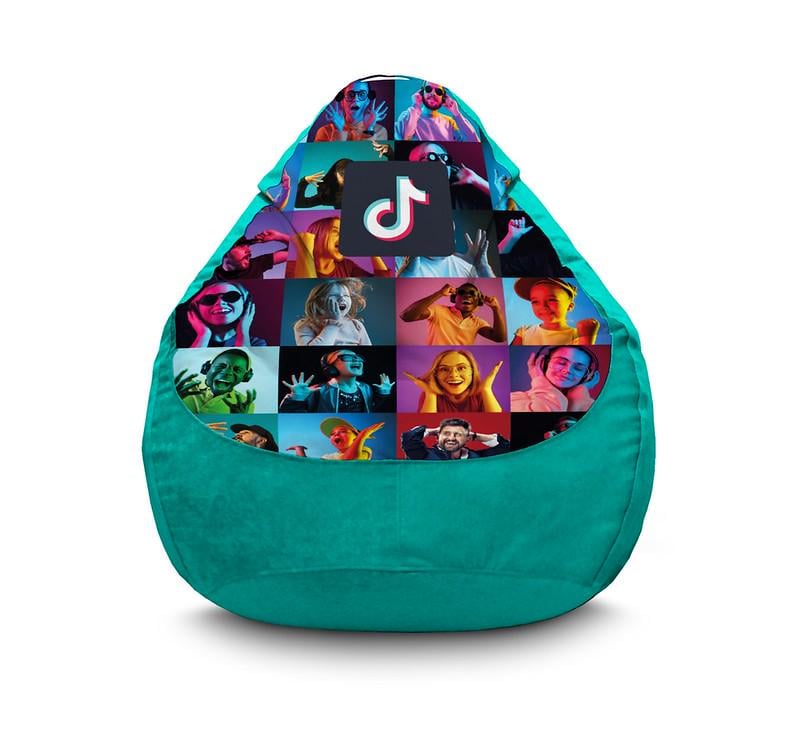 Крісло мішок iPuff Tik Tok Happy People Флок XXL 90х125 см Бірюзовий Крісло мішок iPuff Tik Tok Happy People Флок XXL 90х125 см Бірюзовий