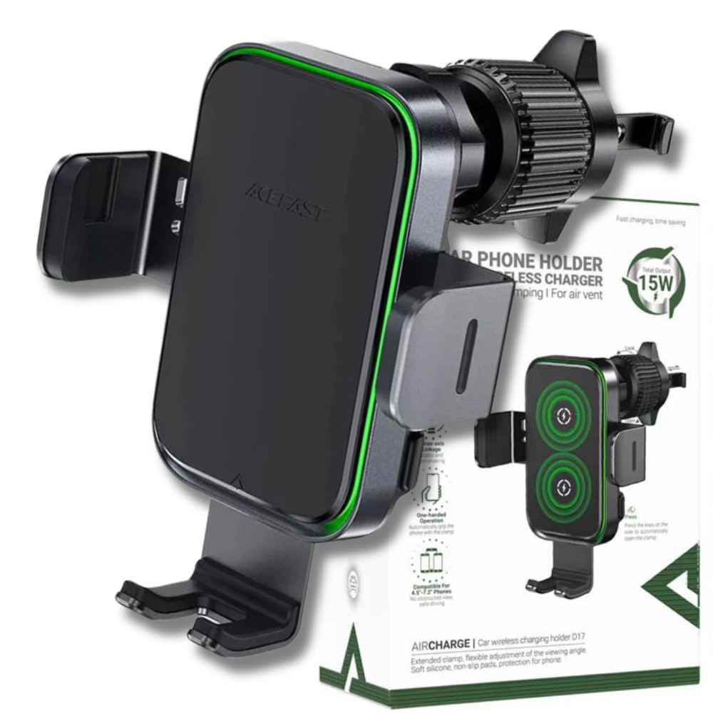 Держатель для телефона в машину Acefast с беспроводной быстрой зарядкой 15W Черный (D17)