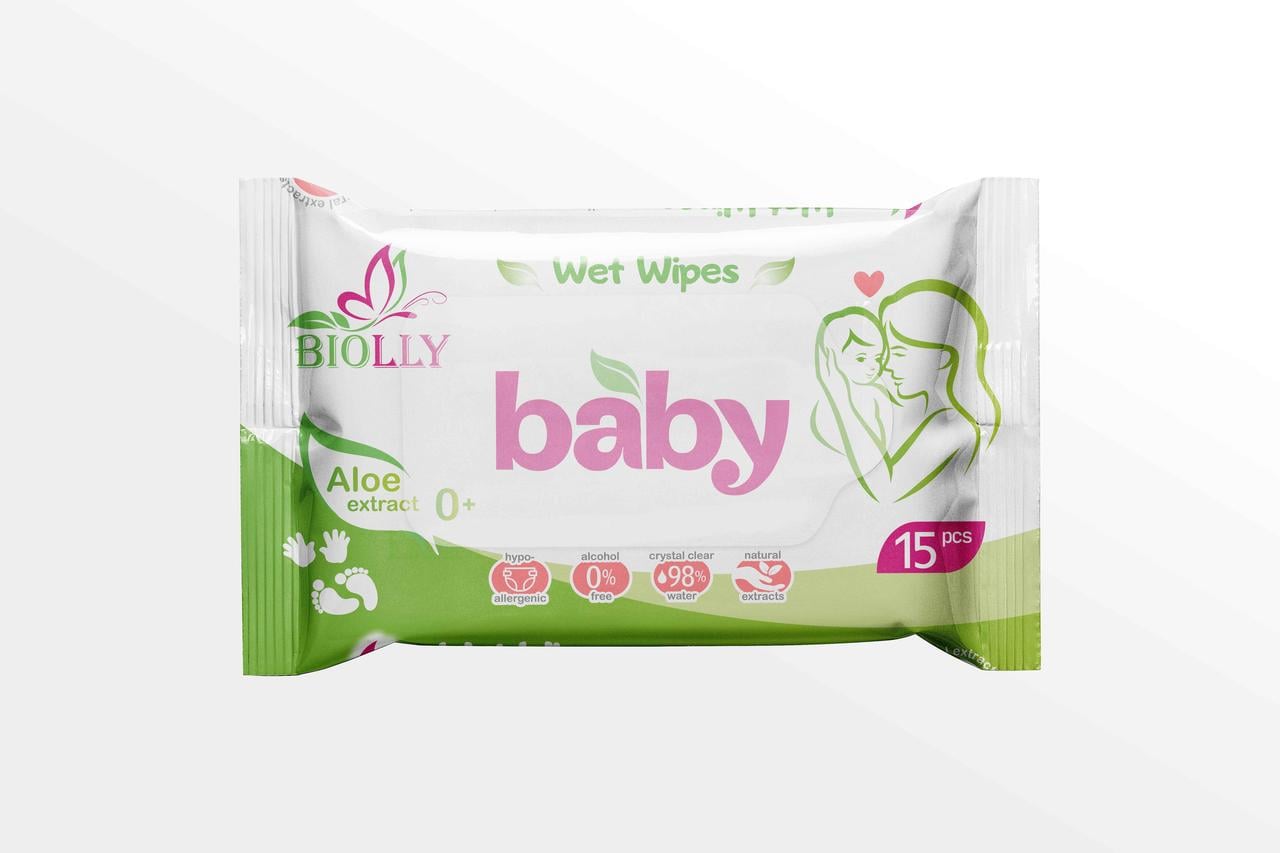 Влажные салфетки для детей Biolly Aloe Vera №15 (000005131)