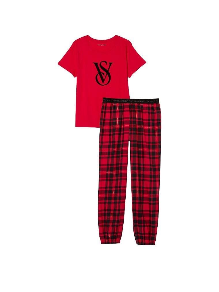 Костюм фланелевий домашній Victoria's Secret футболка/штани XS Червоний (68523029)