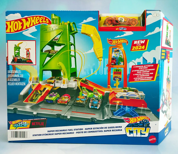 Трек Хот Уилс Заправочная станция для суперзарядки Hot Wheels City Super Recharge Fuel Station (HTN79)