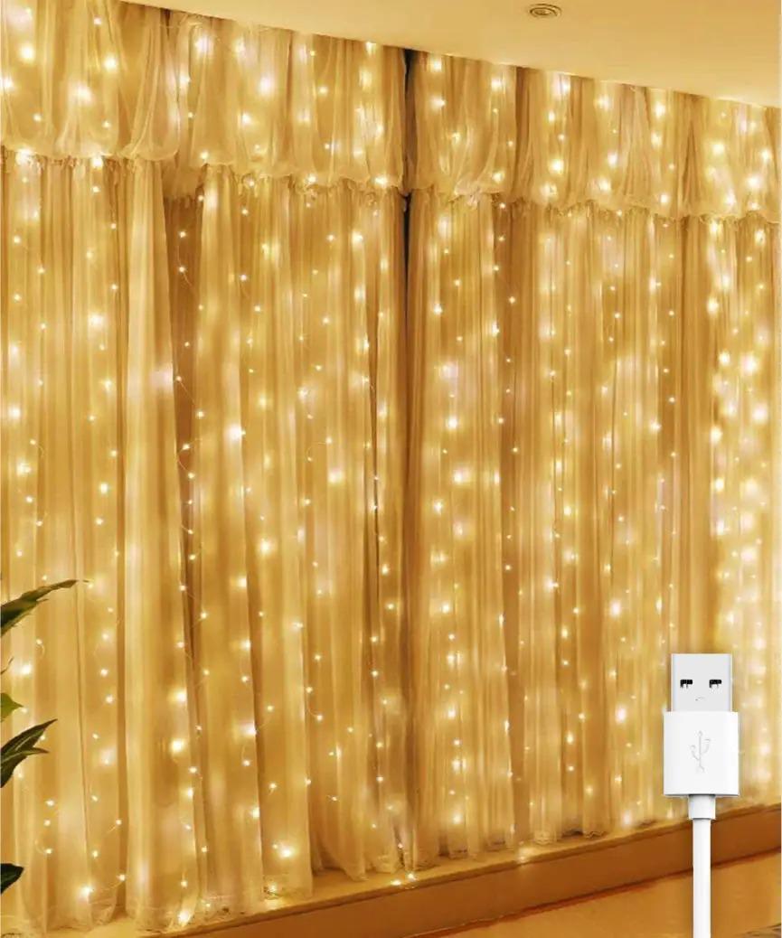 Гирлянда штора Роса 400 LED от USB 8 режимов и статический IP44 3x2 м Теплый белый Гирлянда штора Роса 400 LED от USB 8 режимов и статический IP44 3x2 м Теплый белый