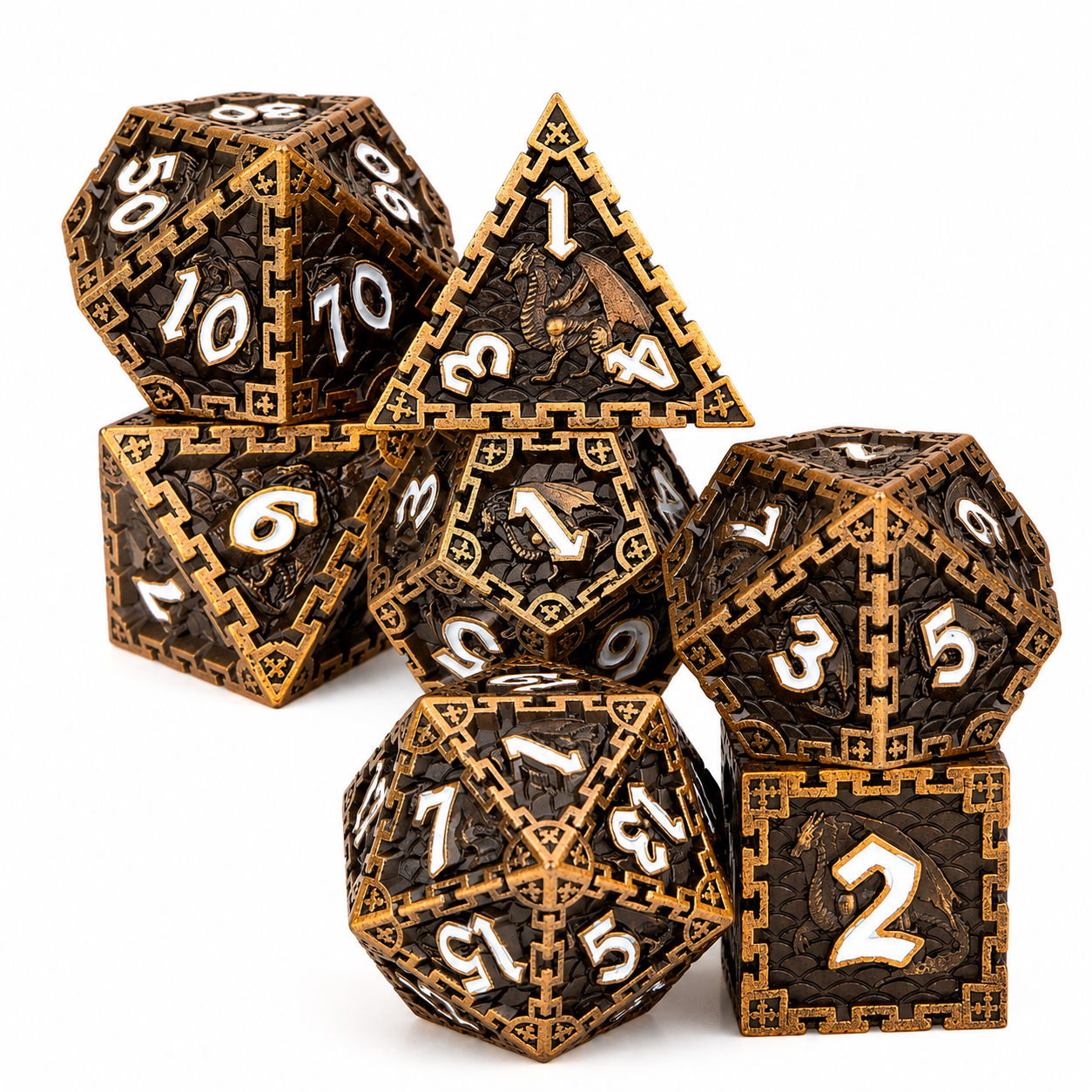 Набор кубиков для игры Dungeons&Dragons Дракон 7 шт. Бронзовый (1013-844-00)