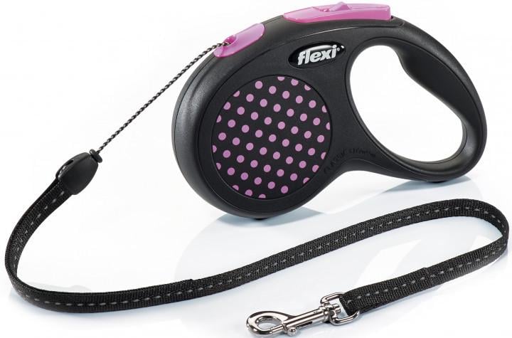 Поводок-рулетка Flexi Design M 5 м шнур до 20 кг Розовый (1151264277)